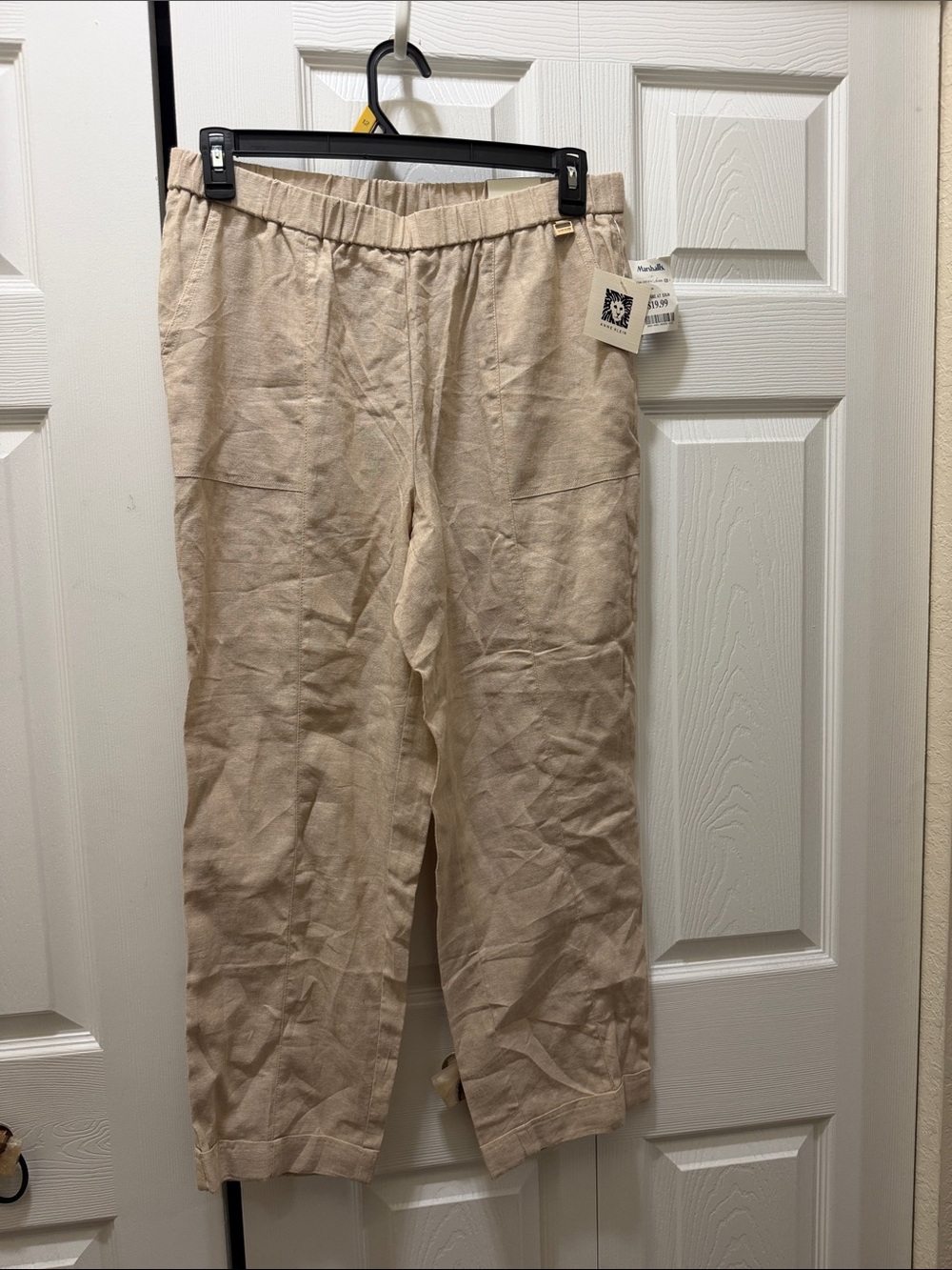 Women  Casual Linen-Blend Drawstring Pants - Beige